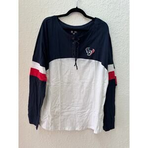 NEW Women's New Era Houston Texans Athletic Varsity Long Top T-Shirt 2XL $55
